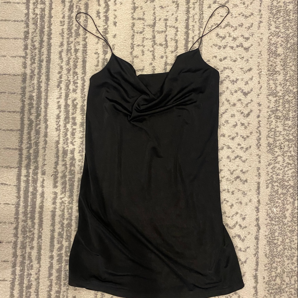 Black silk slip dress